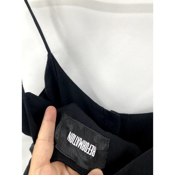 Reformation 0 fulton black button paper bag pants jumpsuit - Picture 4 of 5